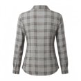 thumbnail image 4 of Women Lapel Button Long Sleeve Plaid Shirt Top, 4 of 5