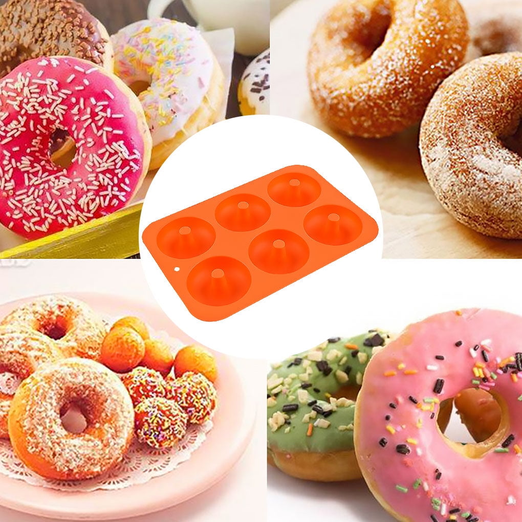 Silicone Donut Mold 6-Cavity DIY Mini Fluted Baking Pan Chocolate