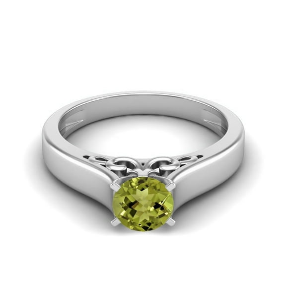Mooneye 0.70 Ctw Round Peridot 925 Sterling Silver Solitaire Women Valentines Day Gifts Ring