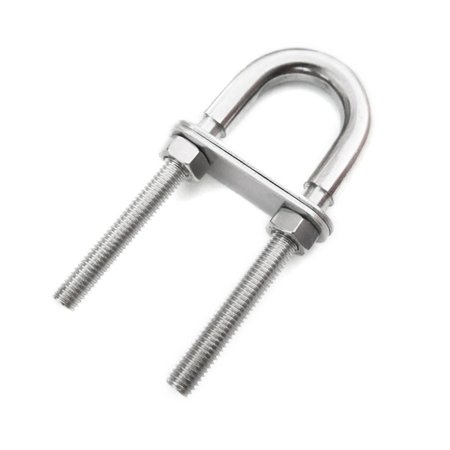 Marine Grade 316 Stainless Steel U-Bolt (4" Long) With Screws - Boat Bow/Stern Eye, Tie Down For Trailers
