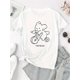 thumbnail image 2 of Women's Cute Poodle Graphic Tee - Casual & Comfy Round Neck Short Sleeve T-Shirt, White with Black Print, Lightweight Polyester Fabric, Perfect for Casual Attire or Summer Vacations, 2 of 5