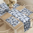 thumbnail image 2 of Ambesonne Blue Nautical Table Runner & Placemats, Hexagon Shapes Pastel, Placemat 4 pcs + Runner 16"x90", White Dark Slate Blue, 2 of 2