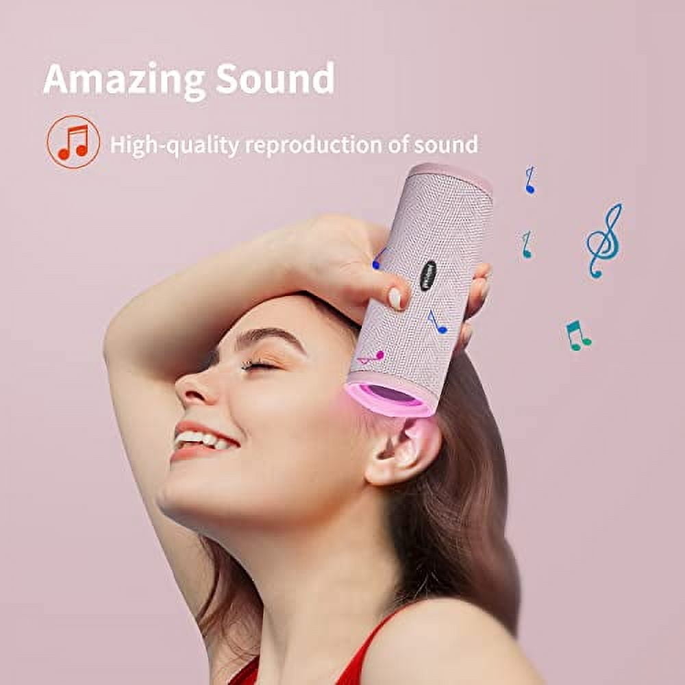 HEYSONG Portable Bluetooth Speaker, 16W, Pink, REVERB