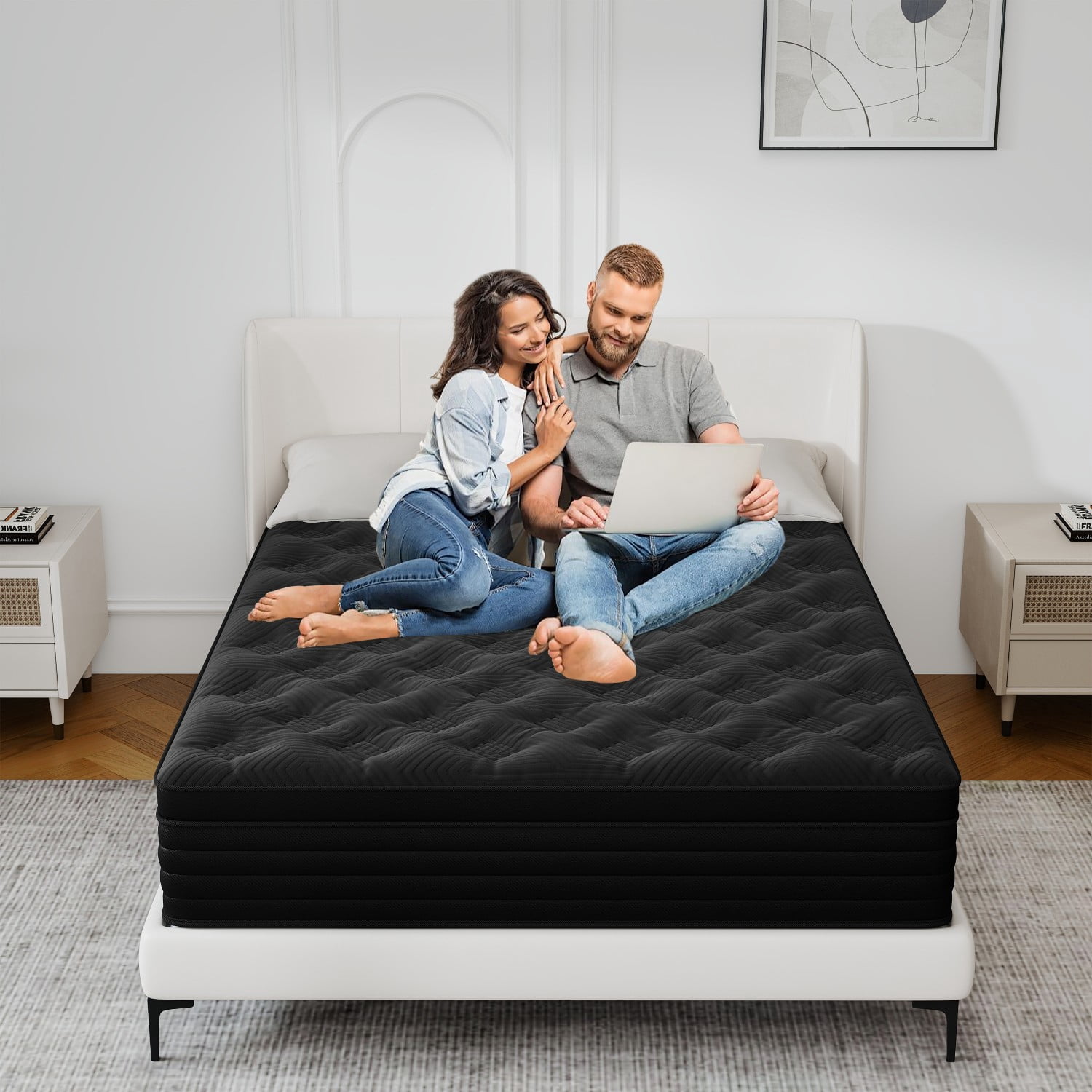 Zaxzudu 12 Inch Hybrid Mattress Twin Gel Memory Foam Innerspring Cool Sleep