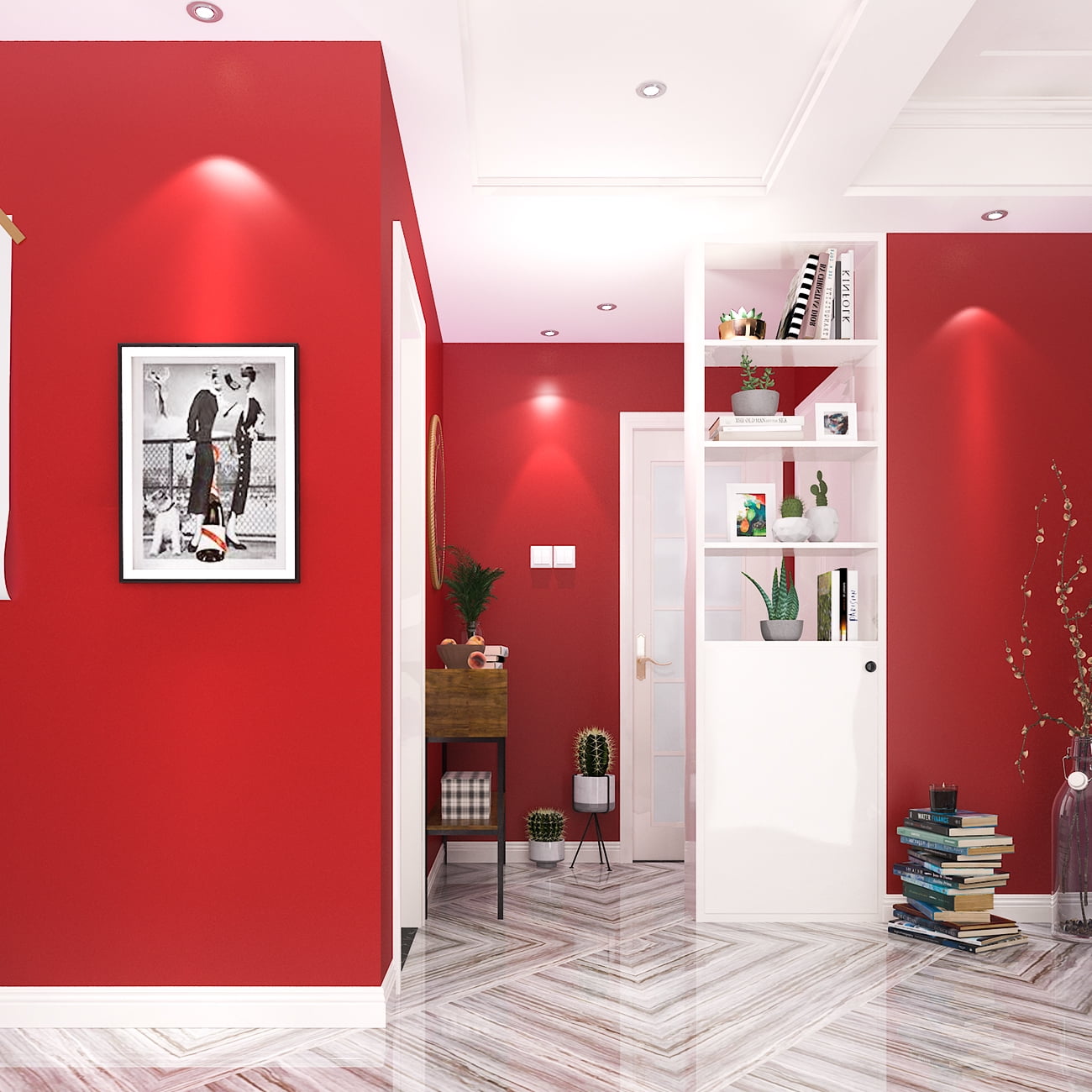 Ababoorty Red Contact Paper for Cabinets 80"X15.8" Red Wall Paper Roll for Bedroom Self Adhesive Removable Peel and Stick Vinyl Wallpaper Decorative Bathroom Walls Locker Countertops Waterproof…