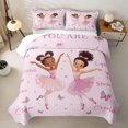 thumbnail image 2 of spefrowx Cute Ballet Girls Twin Quilt Set for Girls Boys, Pink Inspirational Bow Butterfly Twin Coverlet Set, 2-Piece, 2 of 7