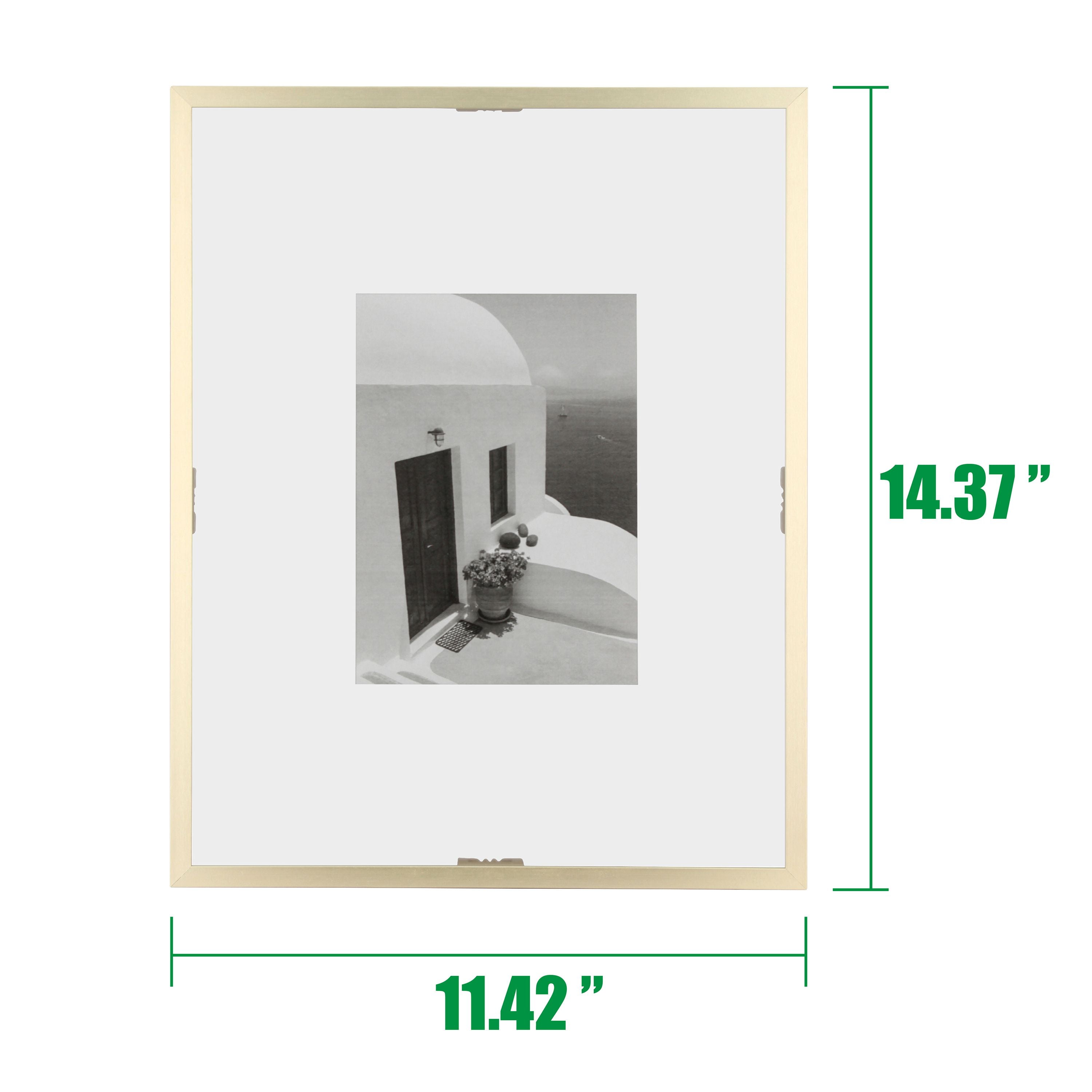 Better Homes & Gardens 11x14 Metal Gallery Wall Floating Picture Frame, Gold, Non Glare