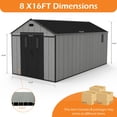 thumbnail image 2 of Domi 8x16 Ft Resin Outdoor Storage Shed with Floor, Weatherproof Plastic Garden Shed for Tools, Bikes, Lawn Mower, Patio & Backyard, 2 of 7