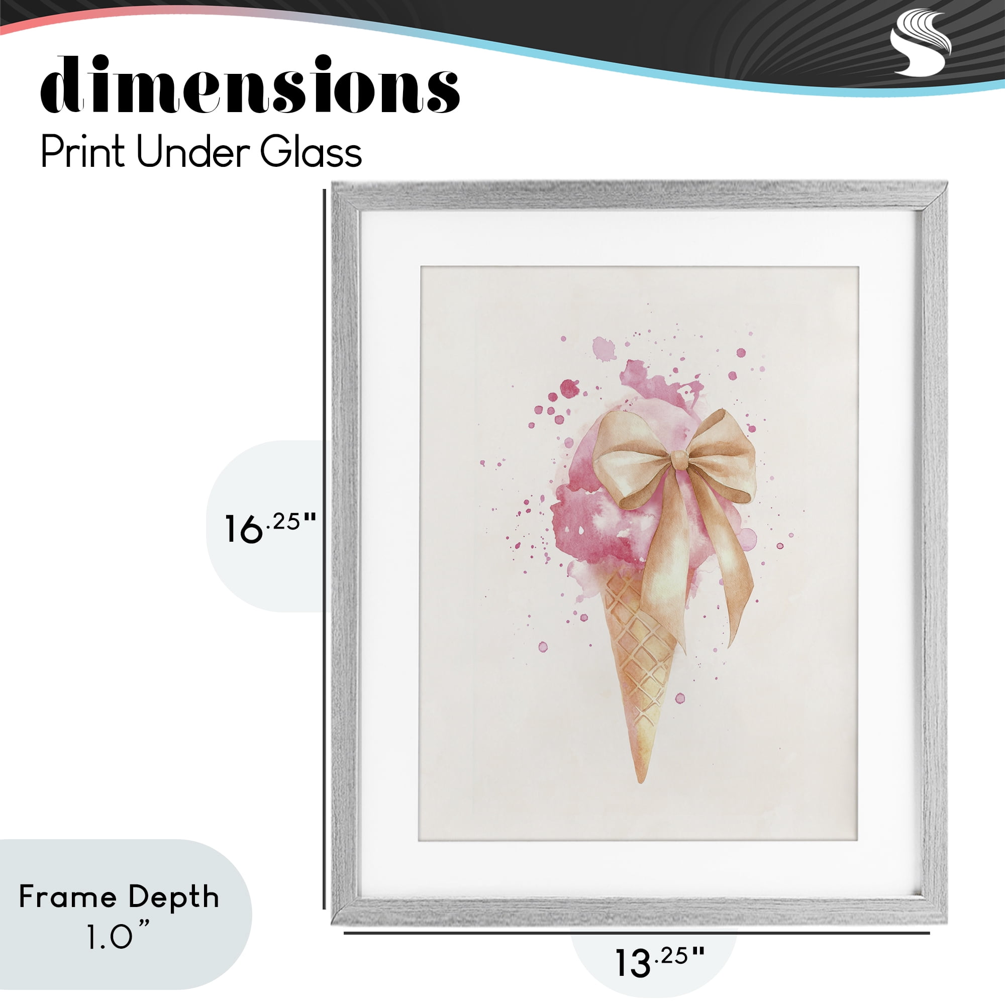 Stupell Industries Icy Charm Ice Cream Cone Gray Framed Print Under Glass, design by Svetlana Aleynikova