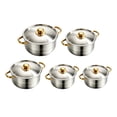 thumbnail image 2 of Tong 5 Piece Stainless Steel Cookware Featuring Heat Retention Glass Lids For Even Cooking, 2 of 6