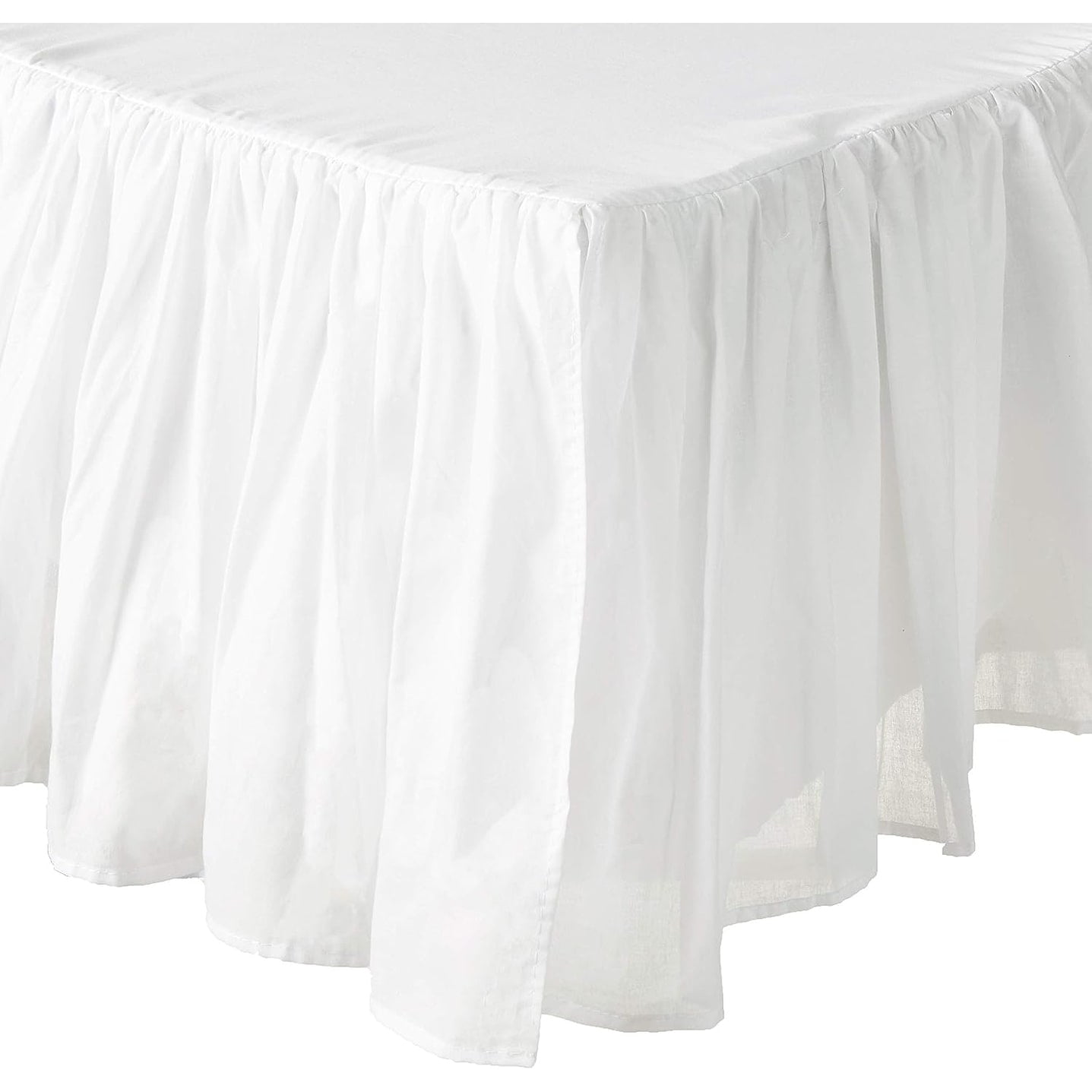 Greenland Home 100% Cotton Voile Bed Skirt - 15 in. Drop Ruffle - White, Queen