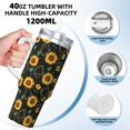 thumbnail image 3 of Sikiie Sunflowers3 Insulated Stainless Water Bottle Lid Travel Mug Cup Insulated Tumblers Cup 40oz Ice Bully With Handle, 3 of 8