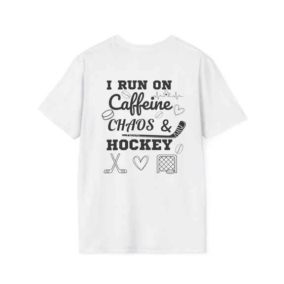 I Run On Caffeine Chaos And Hockey Graphic Shirt Rink Life Coffee Lover Sports Design Comfort Colors Unisex Cotton T-Shirt, Sizes S-3XL