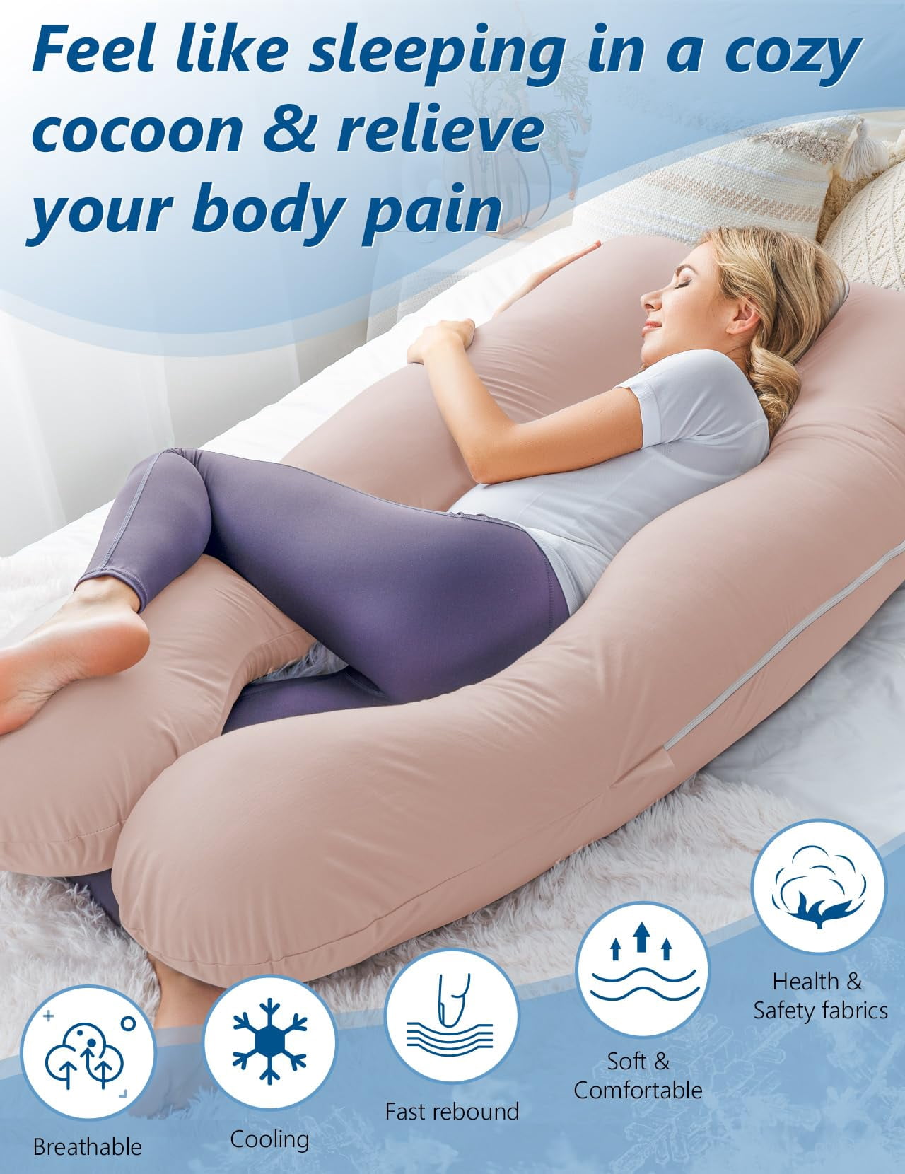 Pillows For Sleeping  Maternity Body Pillow Woman U Shaped With Jersey Cover