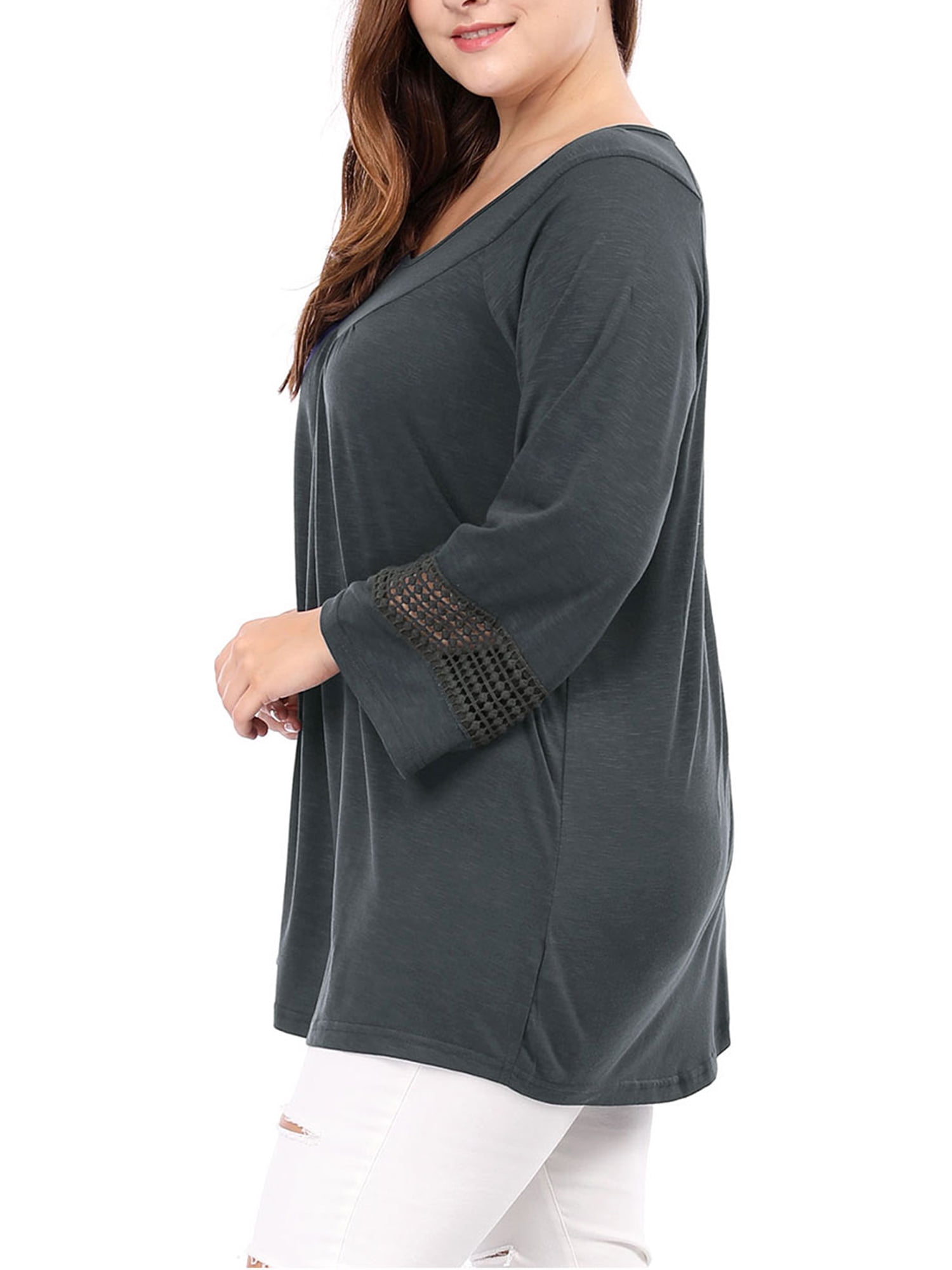 DARING DIVA Women's Plus Size Winter Kimono Long Sleeve Casual Top 3X Dark Grey