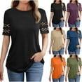 thumbnail image 5 of WREESH Women's Summer 2025 Casual Lace Tunic Top Short Sleeve Crewneck Blouse Breathable Solid Color Shirt for Office Vacation Dressy Fashion Tops, 5 of 5