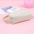 thumbnail image 2 of Btomtd Double Zipper Pencil Pouches Double Layer Pencil Cases for Youth Stationery Large Capacity Pencil Bag for Students, White, 2 of 6