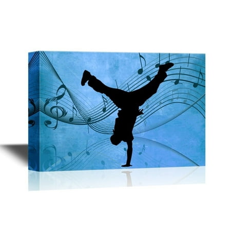 wall26 - Canvas Wall Art - Hiphop Dancer Doing a Freeze Breaking Move - Gallery Wrap Modern Home Decor | Ready to Hang - 24x36
