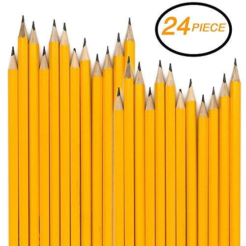 Pre Sharpened No 2 HB Wood Cased Premium Pencils w/ Eraser Top Bulk 24PK Pencil