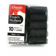 Annie Large 1 Foam Hair Rollers - Black - 10 Pcs.