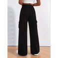 thumbnail image 5 of Women'S Plus Size Drawstring Running Sweatpants Loose Fit Wide Leg Pure Color Athletic Trousers Black L, 5 of 8