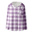 thumbnail image 4 of Essentials Women's Jacket Oversize Plaid Print Fleece Lined Hoodie Vintage Button Down Drawstring Hooded Winter Clothes, 4 of 5
