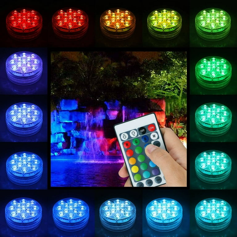 Submersible Pool Lights with Remote RF,Magnets,Suction Cups,13 LED