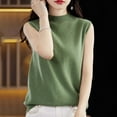 thumbnail image 4 of Sleeveless Tops for Women Summer Tank Tops Casual Solid Color Loose Scoop-Neck Knit Shirts Ribbed Mock Neck Pullover Sweater, 4 of 5