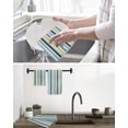 thumbnail image 5 of Blue Yellow Striped Dish Towels Set, Waffle Weave Kitchen Towels 4 Pieces, Farmhouse Navy Blue Ombre Stripes Microfiber Hair Face Bath Tea Towel Absorbent Quick Drying Cleaning Dish Cloths 12"x12", 5 of 7