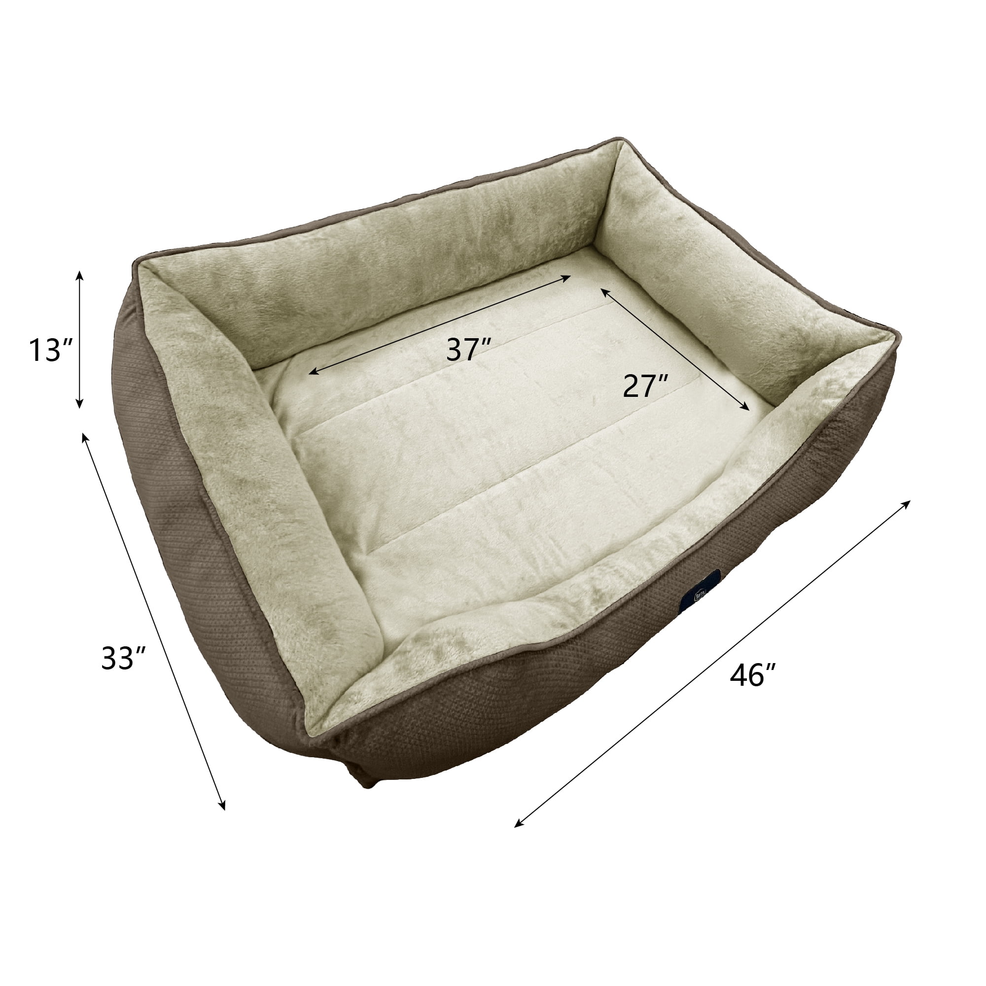 Serta Cuddler Bolster Cat & Dog Bed, Mocha, Extra Large