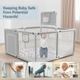 thumbnail image 5 of Baby Playpen, Outdoor Play Yard, Portable Play Yard 4-Panel- Baby Safety Playpen for Infant Toddler with Basketball Hoop,Grey, 5 of 6