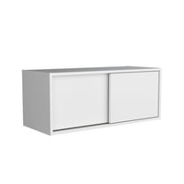 Note 32"W x 13" H Wall Cabinet with Sliding Doors , Wall Shelf, Storage Cabinet, Bedroom, Ohffice, Living Room, Garage White