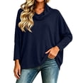thumbnail image 5 of Cowl Neck Batwing Sleeve Tunic for Women Ghalytn Loose Draped Long Sleeve - Casual Blouse, 5 of 6