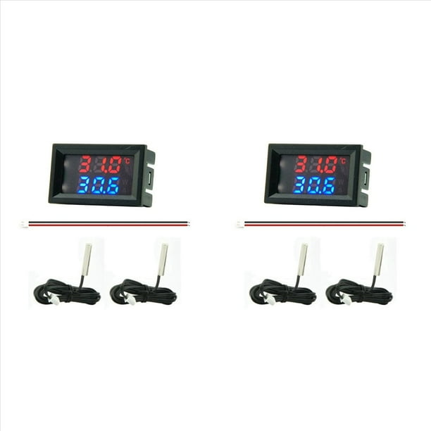 2X Mini Termómetro Digital de Corriente Continua de 4-28 V, Detectores de Doble Pantalla, Termómetro para Coche con Temperatura de Vela para Motos de Nieve B