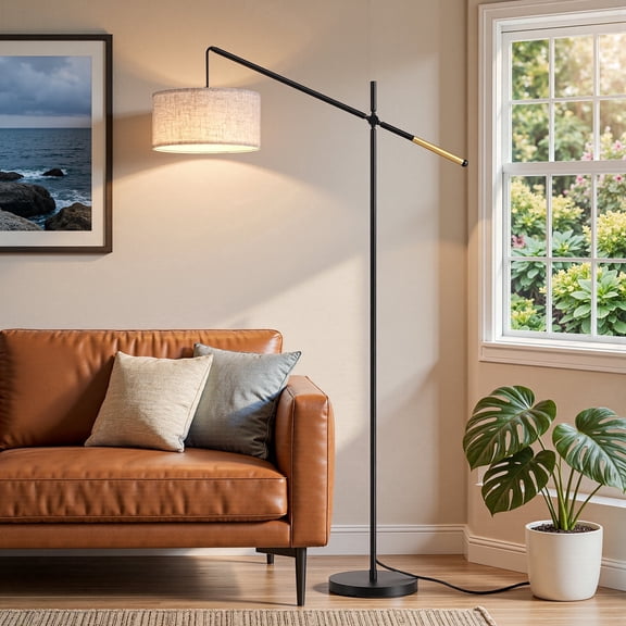 EDISHINE 73.8in Arc Floor Lamps for Living Room, Remote & Foot Switch, 5-Color Temperature & 5-Level Brightness Dimmable, Stable Weighted Base Modern Tall Lamp for Living Room Bedroom Study