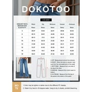 DOKOTOO Womens Wide Leg Jeans High Waisted Loose Fit Strechy Comfort Raw Hem Frayed Denim Pants