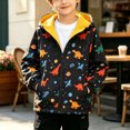 thumbnail image 2 of ZACPNCV Boys Hooded Fleece Lined Jacket 1‑9Y Kids Cartoon Print Full‑Zip Windproof Outerwear with Pockets,Zip Up Warm Winter Coat,A-Multicolor, 2 of 9