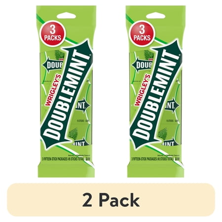 (2 pack) Wrigley's Doublemint Bulk Chewing Gum, Value Pack - 15 Count (3 Pack - Total of 45 Pieces)