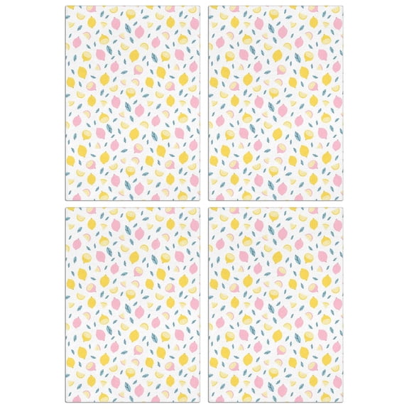 Lemon Pattern Kitchen Towels 4 Pack, 18x26 Inch Fruit Dish Towels, Absorbent Soft Cotton Tea Towels for Kitchen Decor and Bar Use