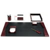 Burgundy Contemporary Leather 7-Piece Desk Set