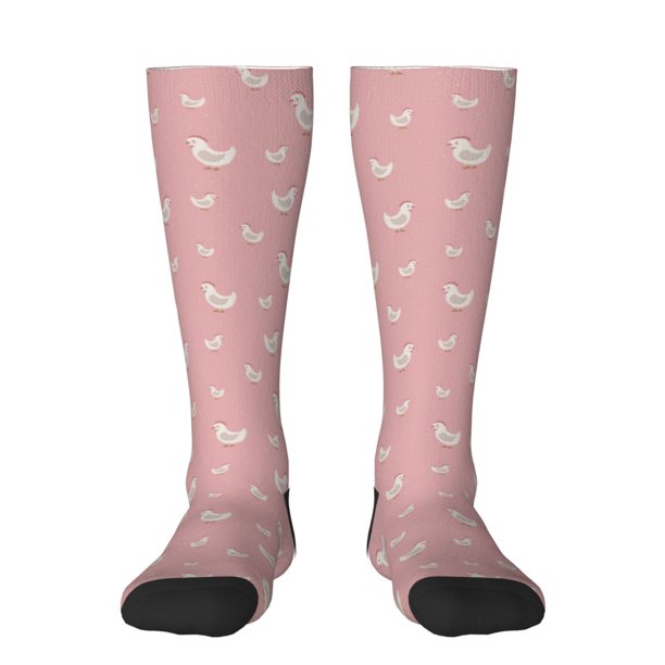 Fotbe Funny Chicken Calcetas Divertidas Estampadas para Hombre y Mujer, Calcetas de Algodón hasta la Rodilla para Caminar, Correr, Enfermería y Embarazo