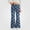 I Blue, variant on DJDLJWCJ Girls Flare Pants Elastic Waist Flower Lace Print Hem Casual Pants Blue Size 10