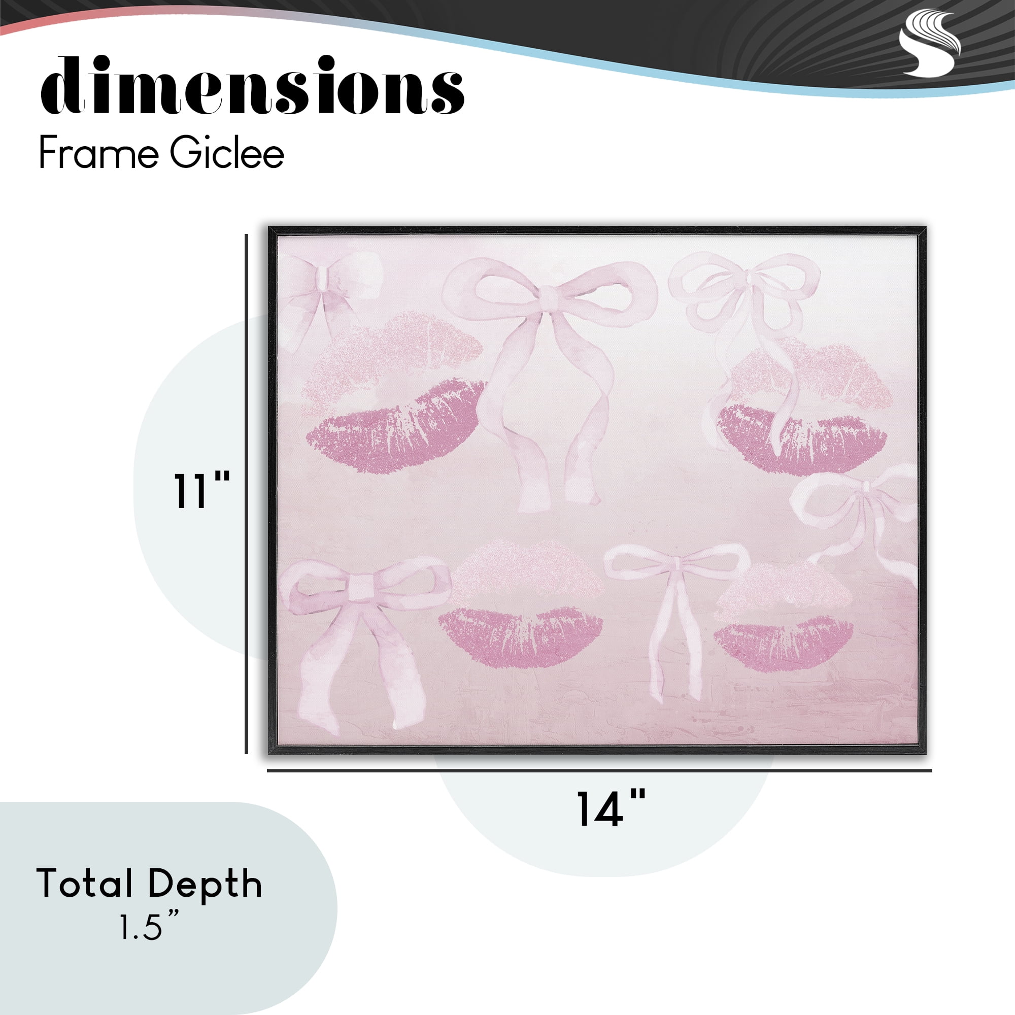 Dreamy Bows & Lips Black Framed Giclee Art, design by Kim Allen