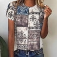 thumbnail image 1 of Hauts d'Été pour Femmes Grande Taille en Liquidation, T-Shirt Décontracté à Manches Courtes Imprimé Floral Col Rond, T-Shirt à Col en V pour Femmes en Liquidation, 1 of 8