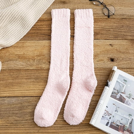 

Summer Savings Clearance 2022! SuoKom Winter Women Coral Fleece Socks Middle Tube Sleeping Home Solid Calf Socks