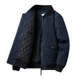 thumbnail image 4 of Wyobmus Men's Winter Heavyweight Bomber Jackets Fall Cotton Insulat Workwear Jacket Full Zip Windproof Work Coats Navy, 4 of 5