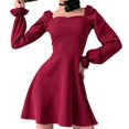 thumbnail image 1 of Robe à Manches Bouffantes Col Carré Taille Haute Style Pendule Printemps/été 2024, 1 of 5