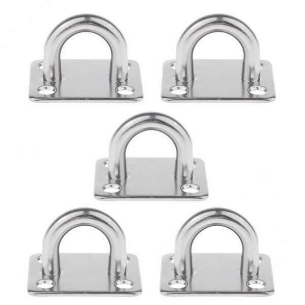 2x Colgador de Gancho de Pared de Material Acero Inoxidable de 5 Piezas para Columpio Rope Pad Eye Plate M6 2 piezas