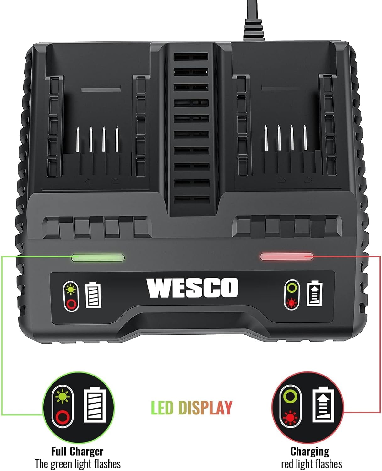 WESCO 2x 18V 2A Dual Port Battery Charger WS9919 Walmart