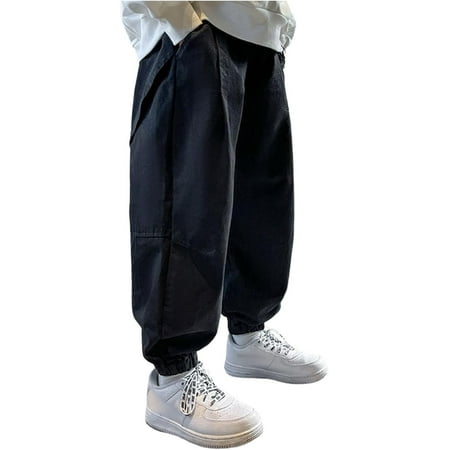

Ougyinr Kids Teen Boys Joggers Pants Cargo Pants Casual Youth Hiking Pants Elastic Waist Lightweight Athletic Pants for 4-12Y